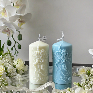 Vela aromática con diseño floral en relieve, decoración artística para mesa de boda, hogar, fiesta, festival, regalo. - Product Image 4