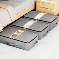 Sacs de rangement pliables modernes grande capacité en tissu gris, organisateur de placard et de lit, anti-poussière, avec poignée, pour vêtements, literie et articles divers