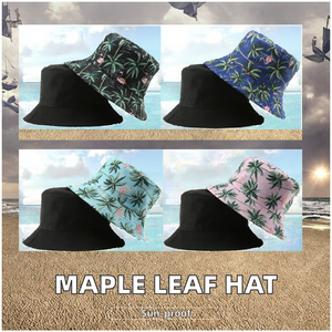 หมวกบักเก็ตใบเมเปิลหลากสีแบบยูนิเซ็กซ์ ปักลาย 3 มิติ สองด้าน กลับด้านได้ สำหรับกิจกรรมกลางแจ้ง ฤดูร้อน ชายหาด ป้องกันแสงแดด ตกปลา - Product Image 3