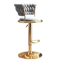 Chaise de bar nordique pivotante en métal et velours, tabouret de cuisine moderne de luxe en cuir doré pour table de bar