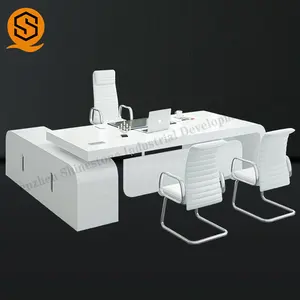 גואנגזו OEM משרד ריהוט 2 מטר שולחנות למשרד מודרני לבן ארוך משרד שולחן עם ארון