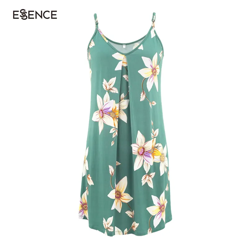 Elegant Camisole Floral Gowns Dress for Summer Custom Bamboo Knit Nigh Gown Women