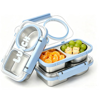 Boîte à lunch bento portable en métal de 400 ml pour enfants, avec compartiments, pour l'école, le bureau, en déplacement, en acier inoxydable, 2 compartiments, avec couvercles