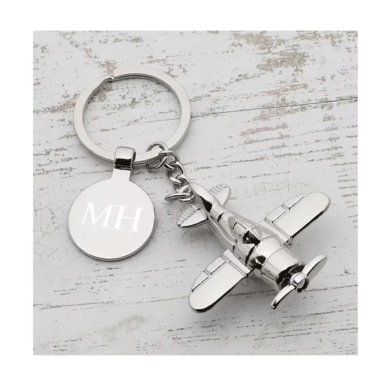 Porte-clés de luxe accessoires personnalisé gravé Chrome métal avion avion porte-clés mouche sécurité Aviation porte-clés pour hommes cadeau
