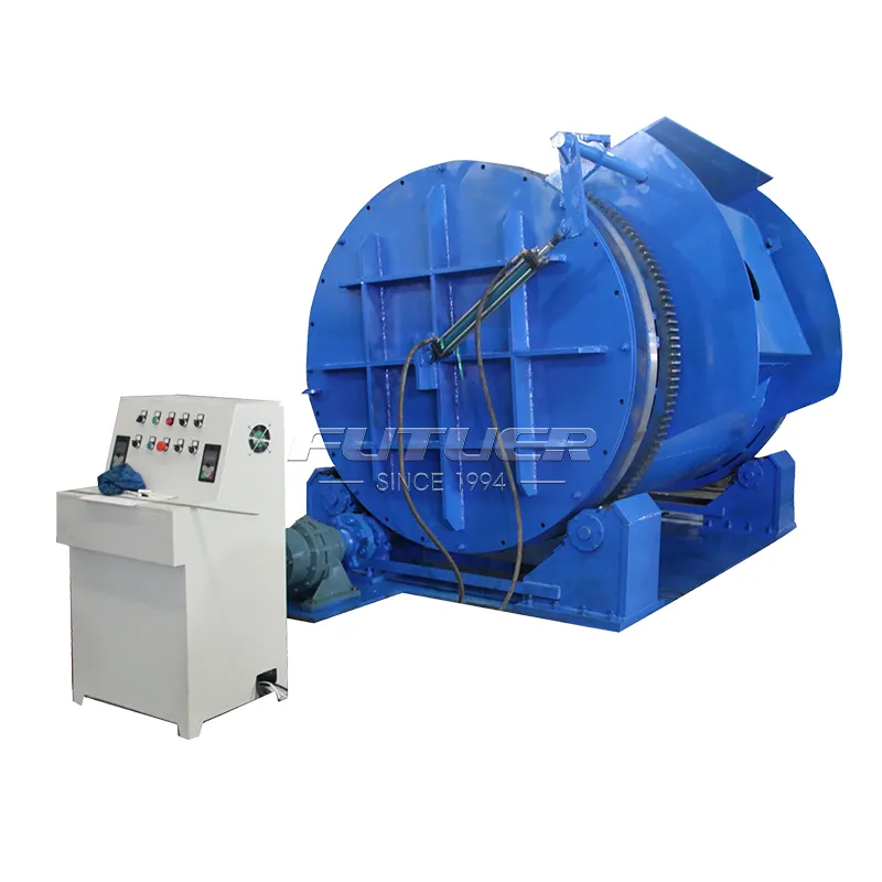 Automatic 5 / 10 ton gas fired copper aluminum brass metal scrap tilting rotary melting furnace