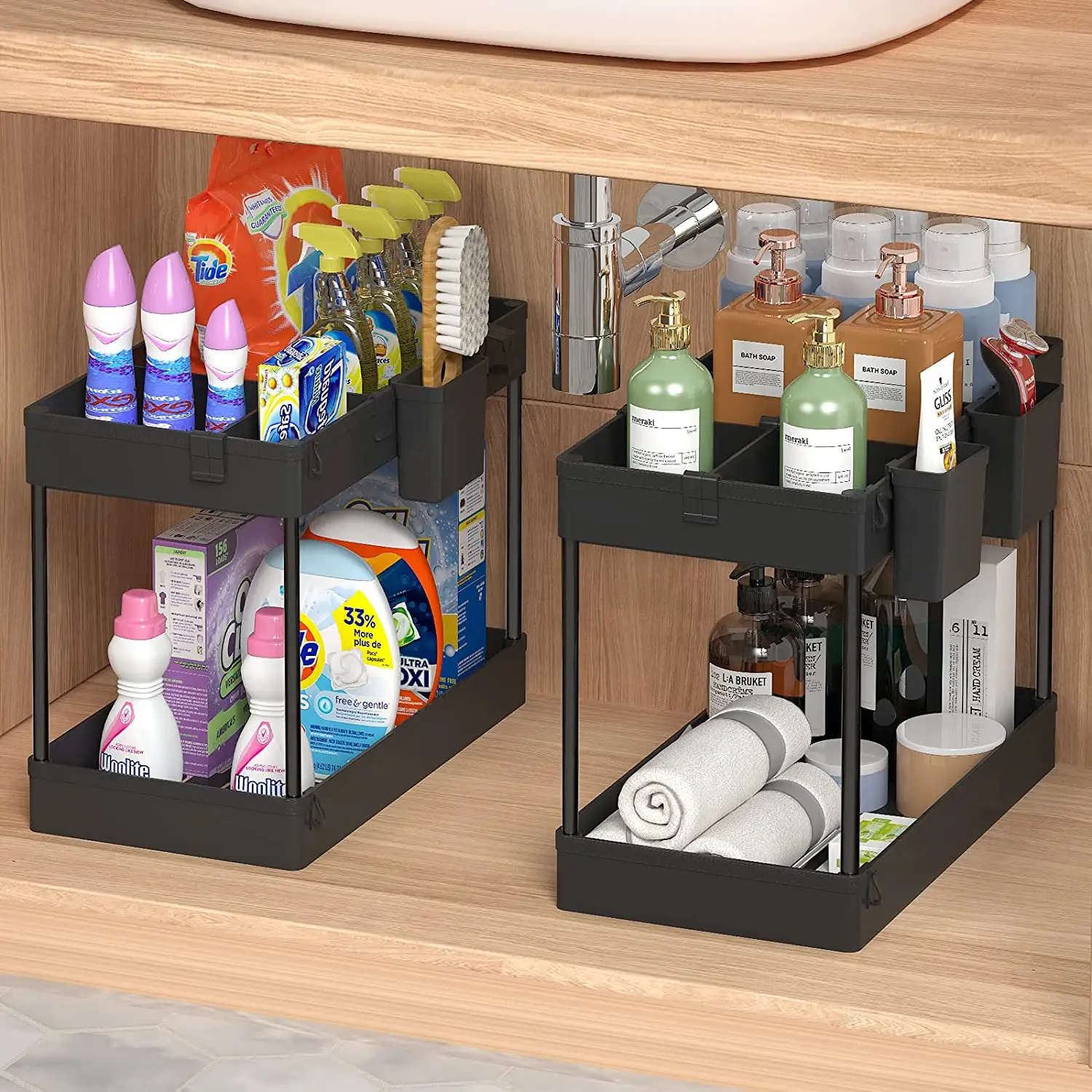 New Trends 2 Tiers Plastic PP/ABS Kitchen Bathroom Under Sink Organizer Kitchen Accessories