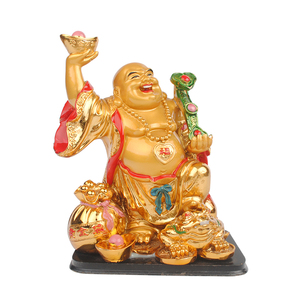 <span class=keywords><strong>Statua</strong></span> di <span class=keywords><strong>Buddha</strong></span> Dorata in Posizione di Riposo che Sostiene Lingotti e Ruyi - Product Image 1