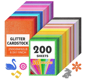 Cartulina con purpurina GSM 250, 40 hojas, 20 colores, resina de un solo lado recubierta para manualidades, proyectos de bricolaje, tapa de graduación para <span class=keywords><strong>Cricut</strong></span> - Product Image 1