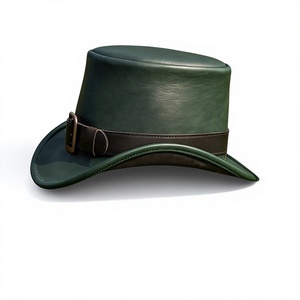 Leather Top <b>Hat</b> with Gold Buckle <b>Band</b> Male Formal Casual Outdoor Adjustable 56-58CM Adult Winter Style - Product Image 2