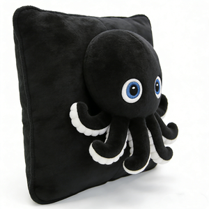 Customized Octopus plush pillow, Square octopus cushion, Black octopus <b>throw</b> pillow, Marine animal plush - Product Image 2