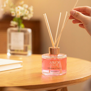 Aikun MOQ30pcsGold 120ml Rectangular Glass Sticker Logo Box Custom Scent 3 Day Sample 7 Day Ship Reed <b>Diffuser</b> Set for Gift Shop - Product Image 3
