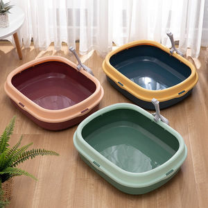 Bac à litière pour chat en plastique 6 couleurs Semi-fermé Toilette pour chien Bac à litière pour chat avec pelle - Product Image 5