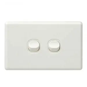 Interruptor de pared Slimline, 2 entradas, 16 Amp, blanco