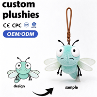 Porte-clés en peluche personnalisés OEM ODM, série insectes aux grands yeux (Moustique, Coccinelle, Libellule, Luciole), pendentifs souples pour sac, conception personnalisée disponible
