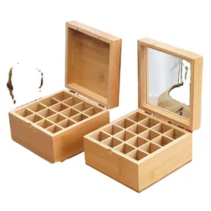 Custom Rustic Portable varnish solid bamboo wood flip lid essential oil storage packaging gift boxes