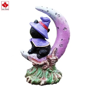 Figurina personalizzata resina personalizzata Halloween piccole streghe <span class=keywords><strong>gatto</strong></span> seduto sulla <span class=keywords><strong>luna</strong></span> - Product Image 3