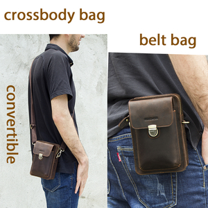 Bolso de Teléfono de Cuero Genuino Crazy Horse Vintage de Contact's, Convertible en Bandolera, con Ranuras para Tarjetas - Product Image 2
