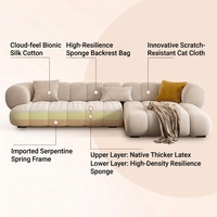 Canapé modulaire de luxe en velours avec chaise longue en latex anti-griffures pour salon, villa, appartement – Meubles personnalisés en gros