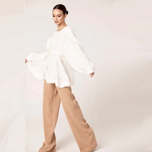 Maglia Casual <span class=keywords><strong>a</strong></span> <span class=keywords><strong>maniche</strong></span> <span class=keywords><strong>a</strong></span> <span class=keywords><strong>palloncino</strong></span> <span class=keywords><strong>bianca</strong></span> <span class=keywords><strong>a</strong></span> pieghe di tacchino elegante e taglie forti camicetta musulmana in Chiffon pieghettato - Product Image 5
