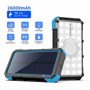 Banco de Energía Inalámbrico Impermeable IP65 de 20000 mAh con Luz LED, Carga Rápida Dual y Sistema de Energía Solar 5 en 1 - Product Image 2