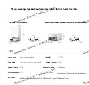 <span class=keywords><strong>Xiaomi</strong></span> <span class=keywords><strong>Mi</strong></span> Robot Vacuum and <span class=keywords><strong>Mop</strong></span> 6 <span class=keywords><strong>Pro</strong></span> หุ่นยนต์ดูดฝุ่นและถูพื้นอัจฉริยะ พร้อมระบบ AI หลบหลีกสิ่งกีดขวาง แรงดูด 30000Pa 85 ° C หุ่นยนต์ดูดฝุ่นทำความสะอาดตัวเอง ควบคุมผ่านแอป - Product Image 5