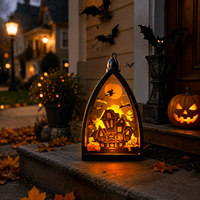 Accessoires de décoration pour fête d'Halloween, lampe d'ambiance LED citrouille, maison fantôme, crâne, bougie électronique portable pour usage extérieur