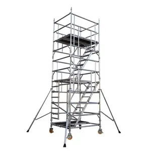 EN1004 Goedkope Aluminium Multipurpose Stijgende Mobiele 12M Steiger Toren Voor Verkoop