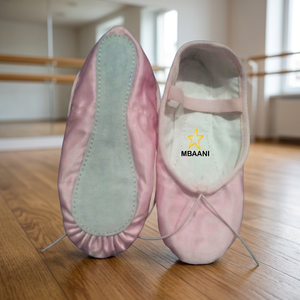 Chaussons de ballet souples MBAANI pour filles, en satin rose, chaussures plates pour entraînement de danse, doublure en coton, chaussures de danse, chaussures d'entraînement de ballet - Product Image 4