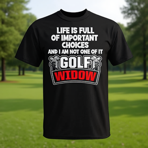 Camiseta Golf Widow de algodón con cuello redondo, divertida camiseta de golf para adultos, ropa deportiva para todas las estaciones - Product Image 3