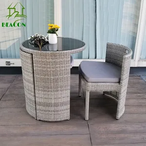 Muebles de mimbre en forma de barril para patio, muebles de mimbre para exterior, área pequeña, color gris, baratos, para hotel - Product Image 1