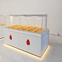 Vitrine en verre incurvé pour magasin de noix grillées, comptoir de vente en gros pour noix et fruits secs, fourniture directe usine sur mesure