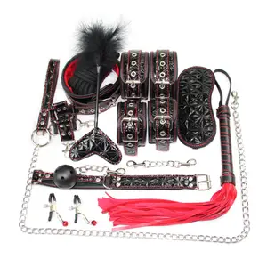 10PCS BDSM Bondage Sex Toys for Couples Exotic Accessories PU Leather BDSM Sex Bondage Set Sexy Handcuffs Whip Rope Sex Products