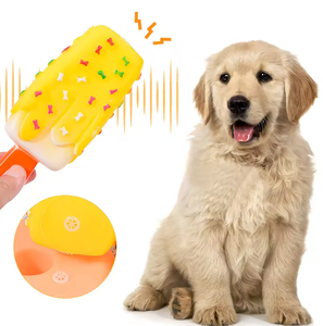 Jouet à mâcher couineur en latex pour chien, motifs dessin animé, pour le nettoyage des dents, écologique et durable, formes crème glacée, beignet, hot-dog - Product Image 4