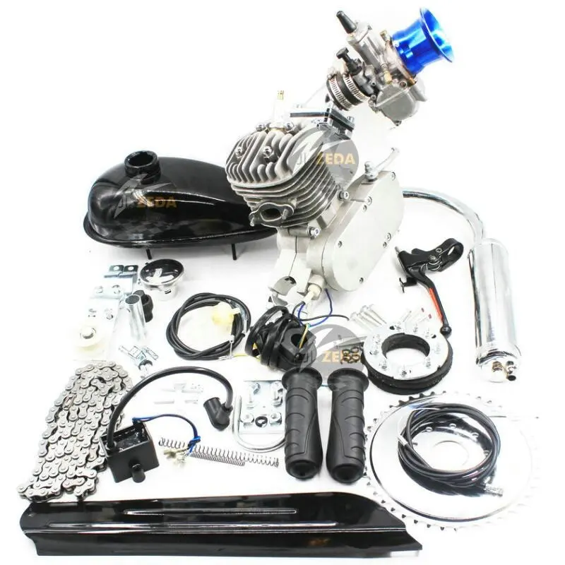 ZEDA-DIO80S conjunto de 2 tempos de motor para bicicleta, conjunto de motor de velocidade azul com 47mm 80cc a gás alimentado por diy, motor de cubo de gasolina