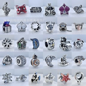 Breloque vintage en <span class=keywords><strong>argent</strong></span> 925 avec ailes, motif dessin animé, carotte, petit lapin, fleur de rose et zircon, compatible Pandora, pour bracelet serpent DIY, bijou - Product Image 4