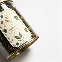 Étiquettes personnalisées Haoxuan pour pots de thé en vrac, autocollants adhésifs imprimés en feuille d'or sur papier d'art de qualité supérieure pour l'emballage de contenants de thé