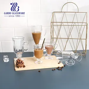 Caneca transparente transparente para beber suco de café e café, copo transparente com haste, caneca para vinho e cerveja, fabricante