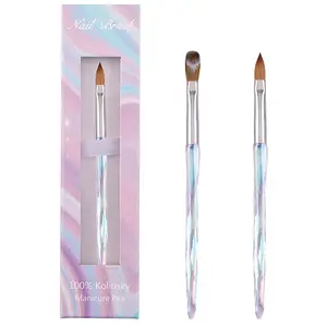 Custom Kolinsky Acrylic Brushes Professional Pure Handmade Round Shape Kolinsky Nail Art Brush Manicure