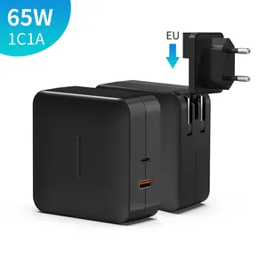 شهادة CE لنا/EU/AU/المملكة المتحدة/KS FCP ACP QC3.0 PD3.0 PPS PD65W قابلة للتبديل USB A C شاحن حائط لماك بوك برو الهواء