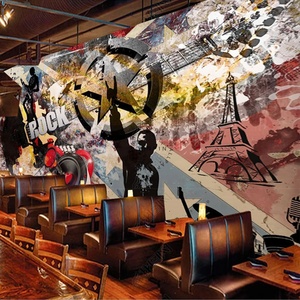 Papel Tapiz Autoadhesivo 3D Impermeable con Diseño de Graffiti Rock, Música y Botánica Moderna para el Fondo de la Sala de Estar - Product Image 4