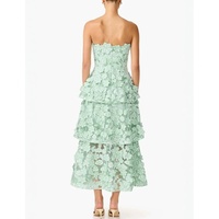 Robe midi décontractée pour femmes, sans bretelles, avec appliques florales 3D, coupe évasée, élégante, pour les occasions spéciales
