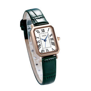 Reloj cuadrado minimalista de estilo coreano, elegante reloj de cuarzo para mujer, correa de cuero resistente al agua. - Product Image 1