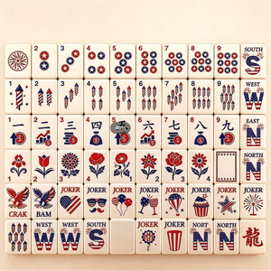Ensemble de Mahjong Américain Patriotique de Luxe 160 Pièces Tuiles en Acrylique Portables Motif Drapeau Américain Aigle 4 Juillet Divertissement Familial - Product Image 5
