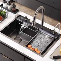 Évier de cuisine à cuve unique le plus vendu, type moderne, en acier inoxydable 304, avec plateau, évier de cuisine intelligent