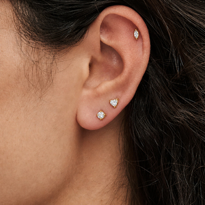 J&D Schmuck 3 Paar 18K Vergoldete Edelstahl-Ohrstecker <span class=keywords><strong>Set</strong></span> mit Gemischten Zirkonia-Herzen Flache Rückseite Schlaf-Ohrringe für Frauen - Product Image 4