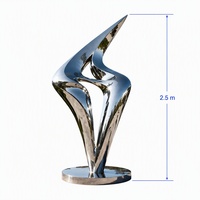 Sculpture abstraite moderne grande flamme en acier poli miroir 304/316, sculpture métallique personnalisée, décoration artistique pour extérieur, jardin, place publique