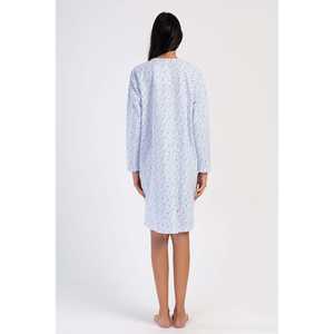 Chemise de nuit en coton à manches longues pour femme Mesta, vêtements de nuit classiques et doux, bleu - Product Image 3