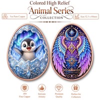 Pièce de monnaie en cuivre pur 999 de 5 oz, série animale en forme d'œuf, colorée, en relief, édition de collection premium pour collectionneurs