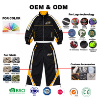 Ensemble survêtement personnalisé en nylon patchwork avec veste coupe-vent doublée en mesh et pantalon large pour marque de vêtements d'influenceurs INS