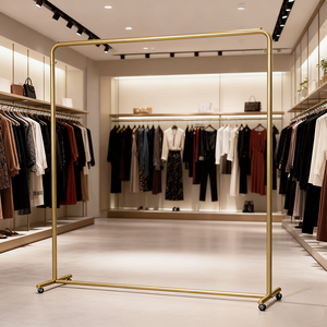 Mr02 Luxe Kledingrek Zwart Roestvrijstalen Beweegbare Stand Kleding Display <span class=keywords><strong>Rack</strong></span> Met Wielen Drogen Wasrekken - Product Image 5